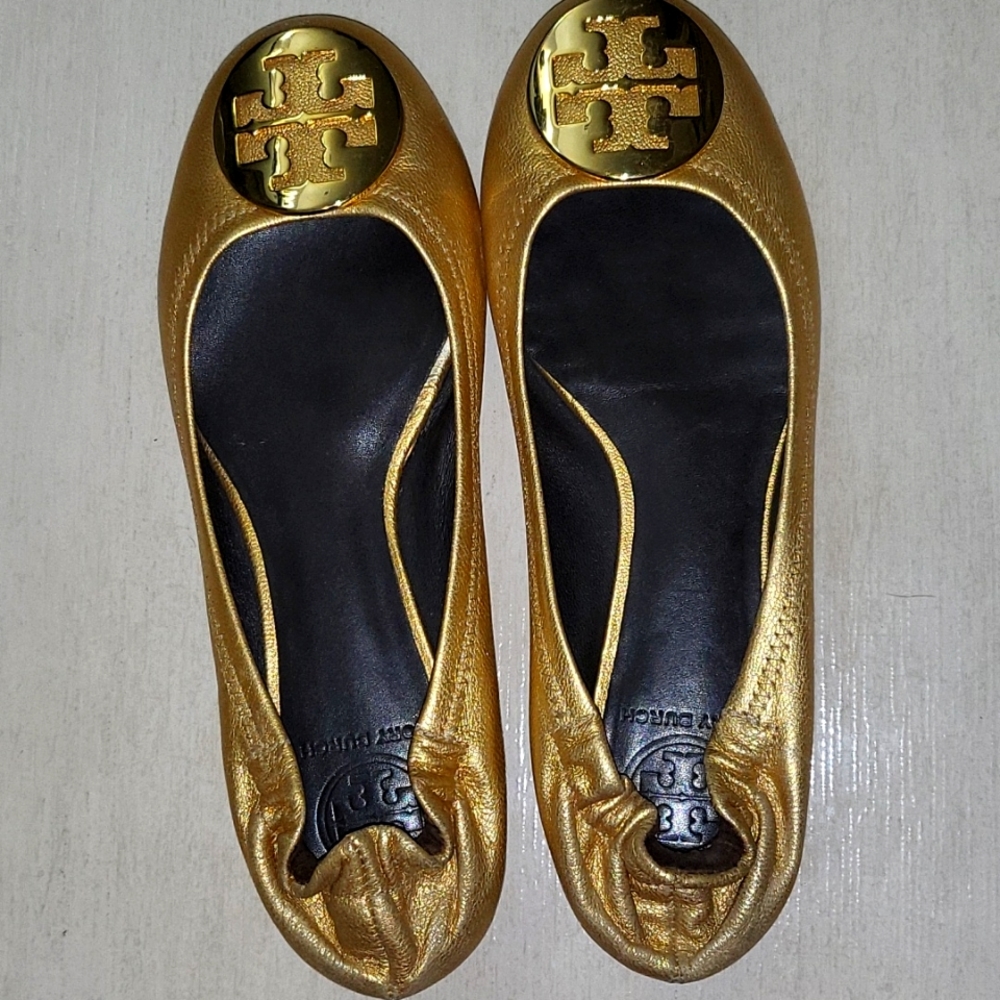 Tory Burch Gold Metalic Flats